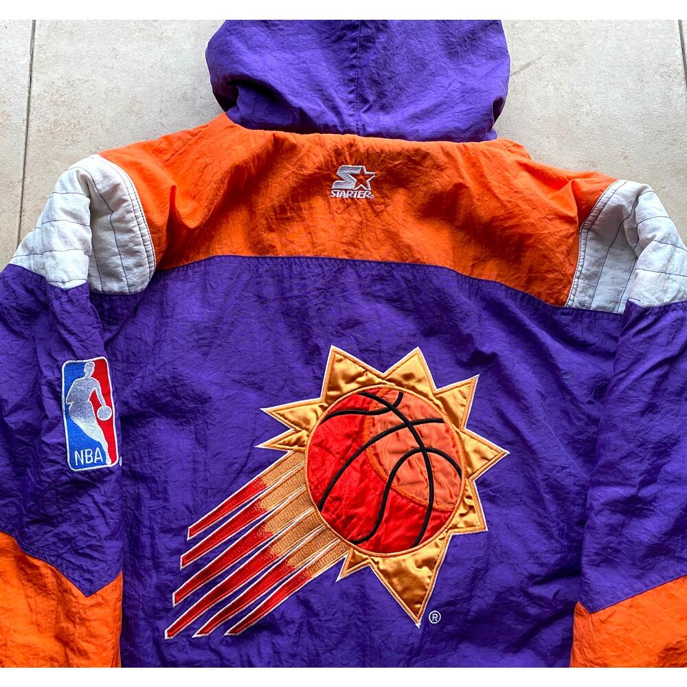 Phoenix Suns 90 STARTER Color Block puffer 1/2 Pullover jacket XL purple NBA vtg